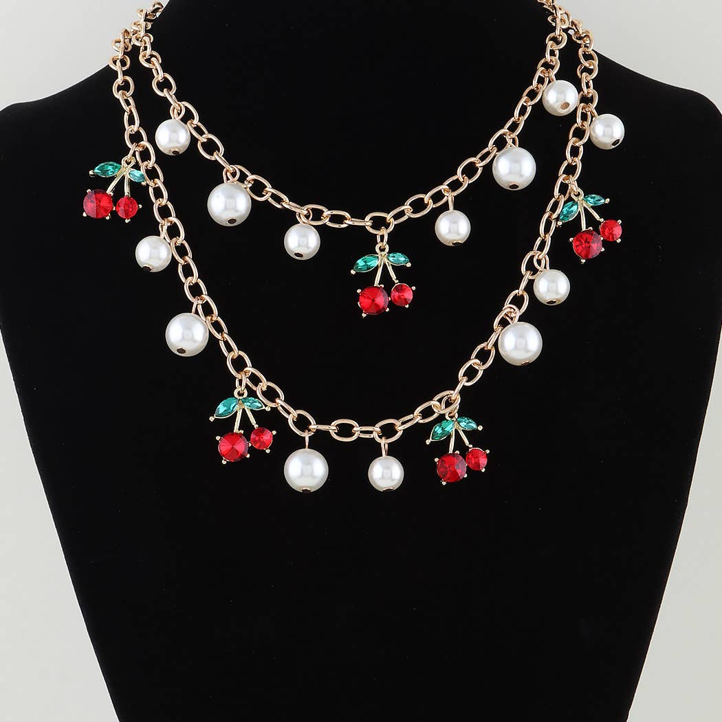Multi Cherry Pearl Beaded Necklace
