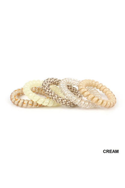 Assorted Hair Coil Ties Solid Flower Checker