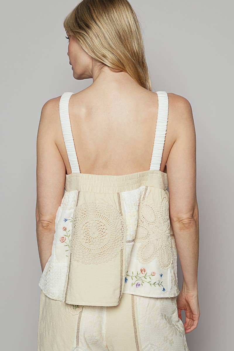 Sleeveless solid strap double gauze Top (POL)