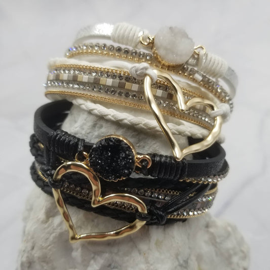 Crystal Heart With Magnetic Snap Bracelet