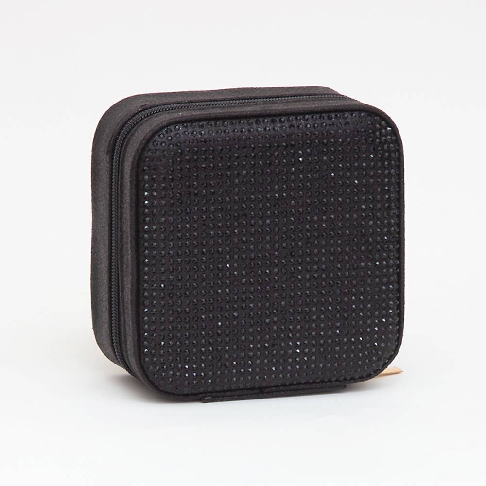 Bling Studded Square Travel Jewelry Organizer Box