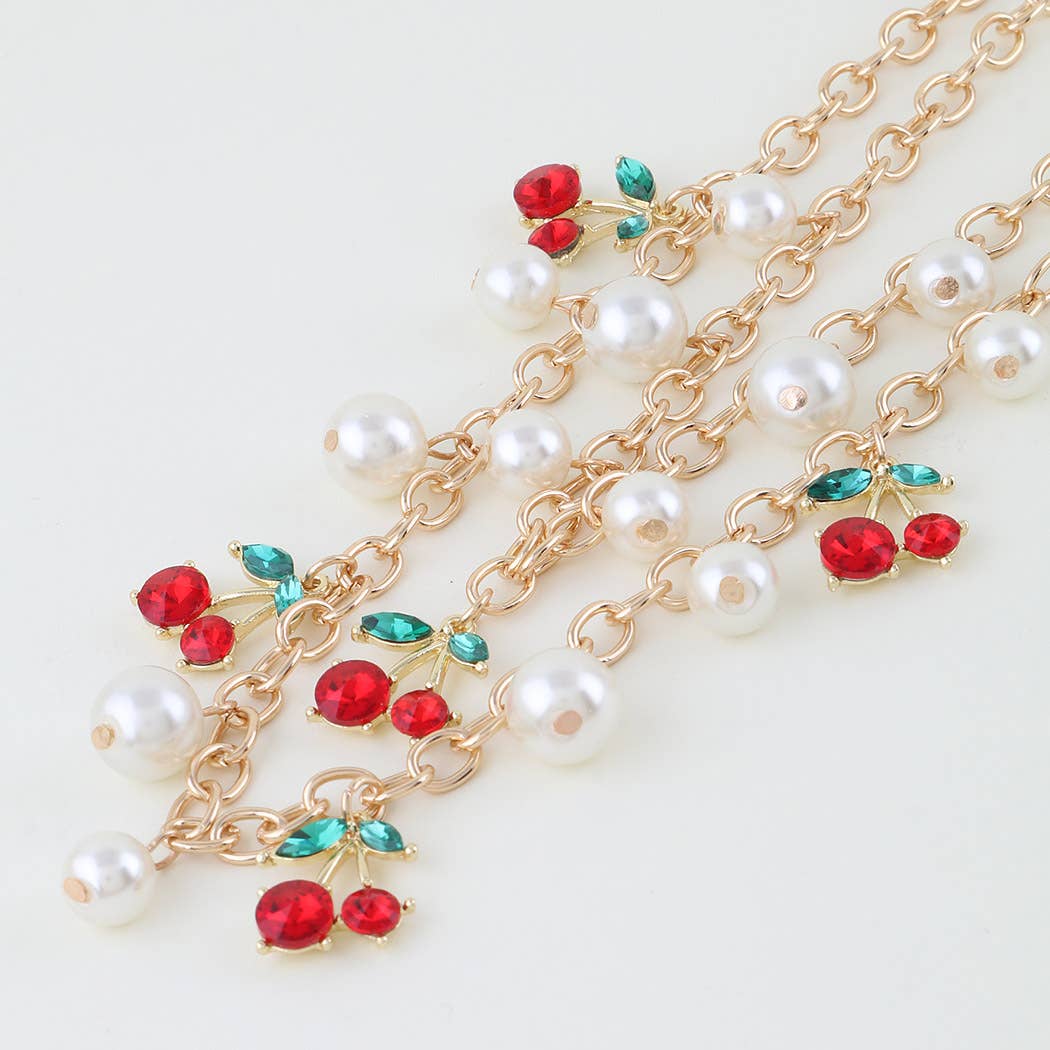 Multi Cherry Pearl Beaded Necklace