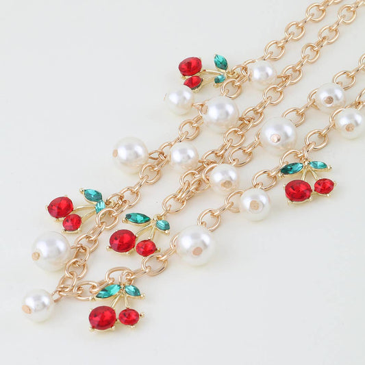 Multi Cherry Pearl Beaded Necklace
