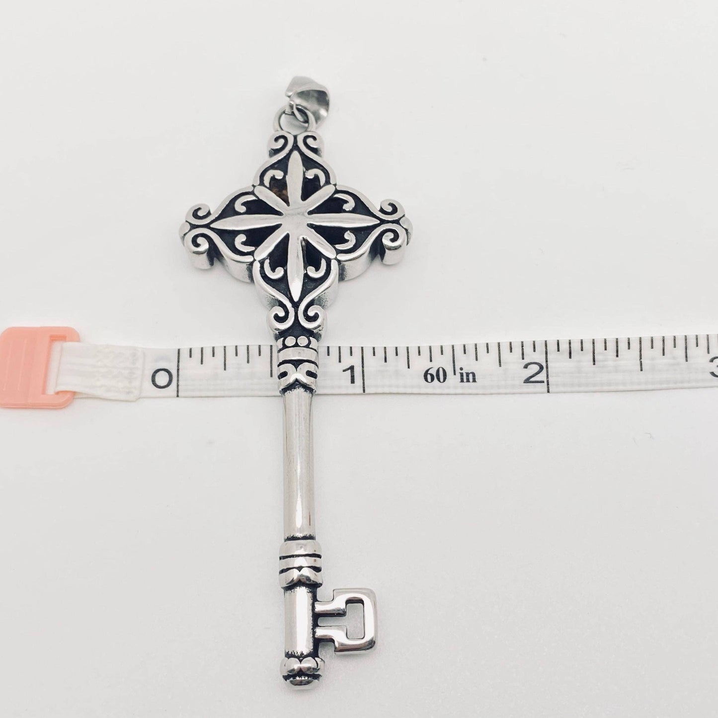 Stainless Steel Large Key Pendant Necklace
