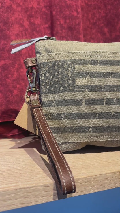 Vintage Flag Wristlet