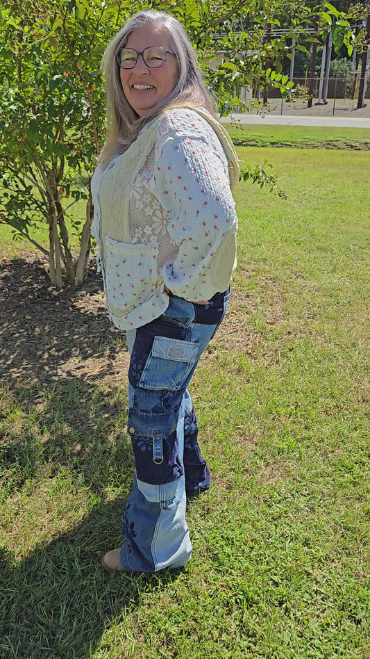 Mixed Patch Cargo Jeans