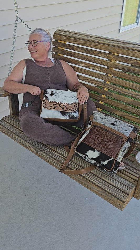 Handtooled Leather and Hide CC Shoulder/Crossbody