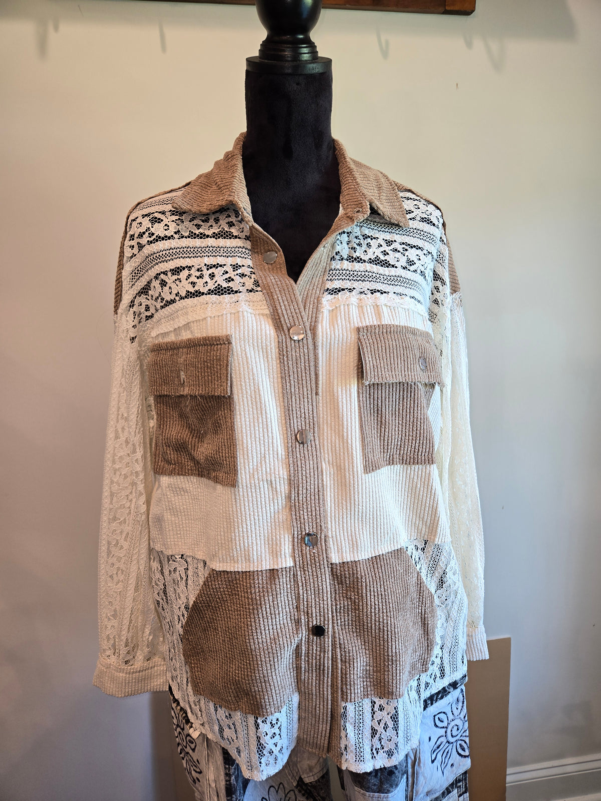 Lace Long Sleeve Button Down