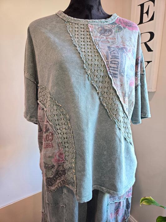 Short Sleeve Vintage Patchwork Shirt