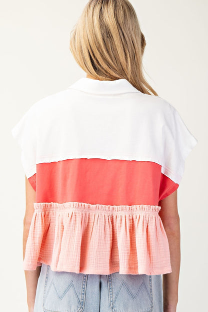 Ruffle Short Sleeve Collar Top (ee:some)