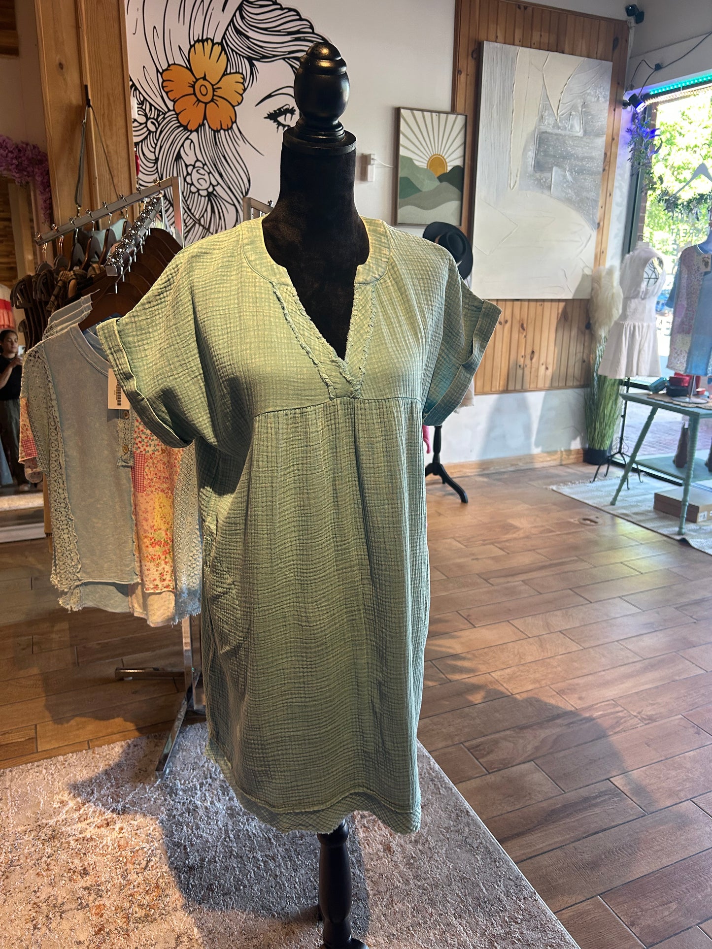 Cotton Gauze Mini Dress