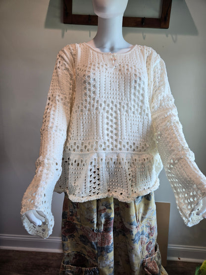 Curvy Bell Sleeve Peplum Hem Sweater