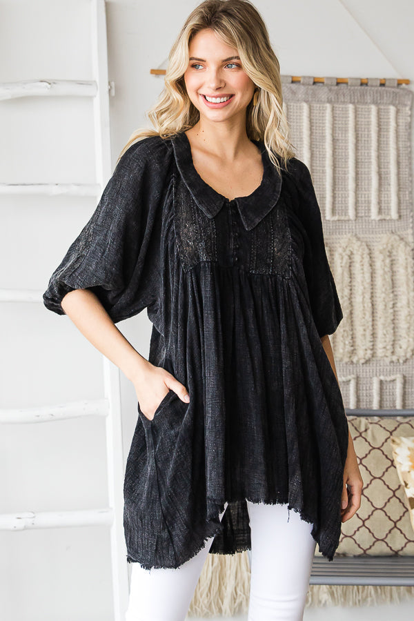 Mineral Washed Lace Tunic (OLI&HALI)