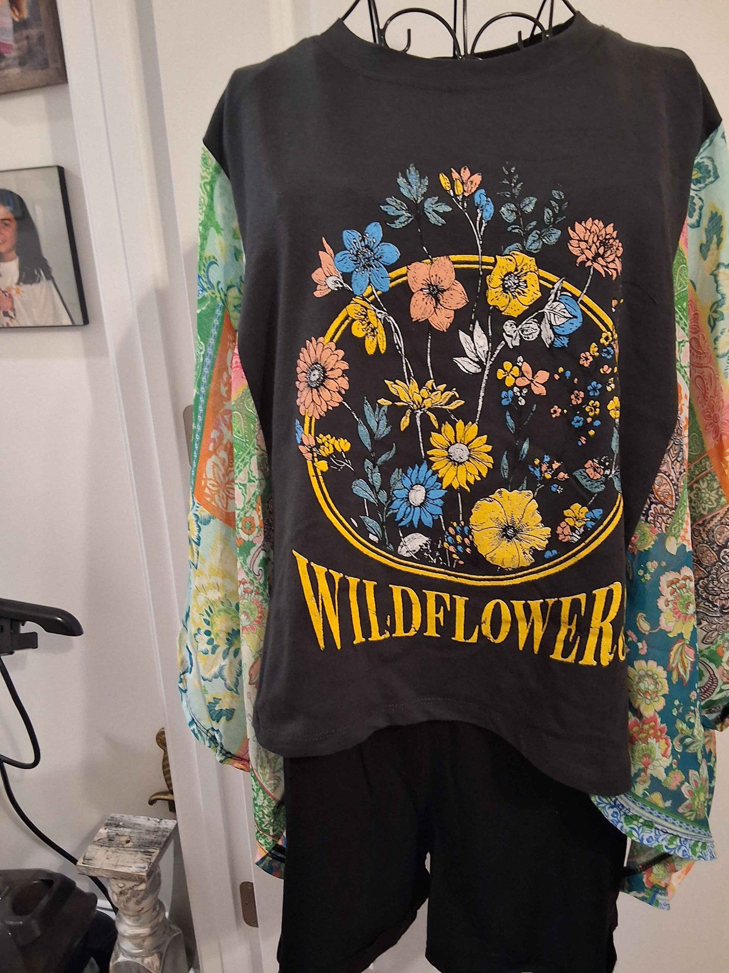 Black Wildflower Kaftan Top (Zutter)
