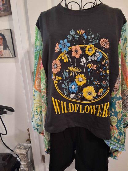 Black Wildflower Kaftan Top (Zutter)