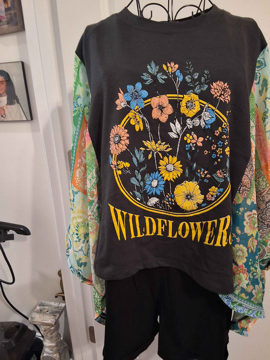 Black Wildflower Kaftan Top (Zutter)