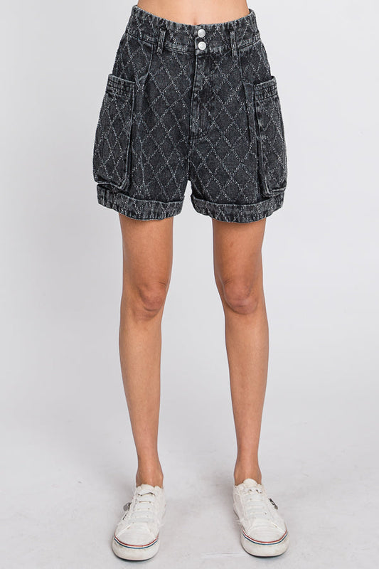 Washed Texture Black Denim Short (OLI&HALI)