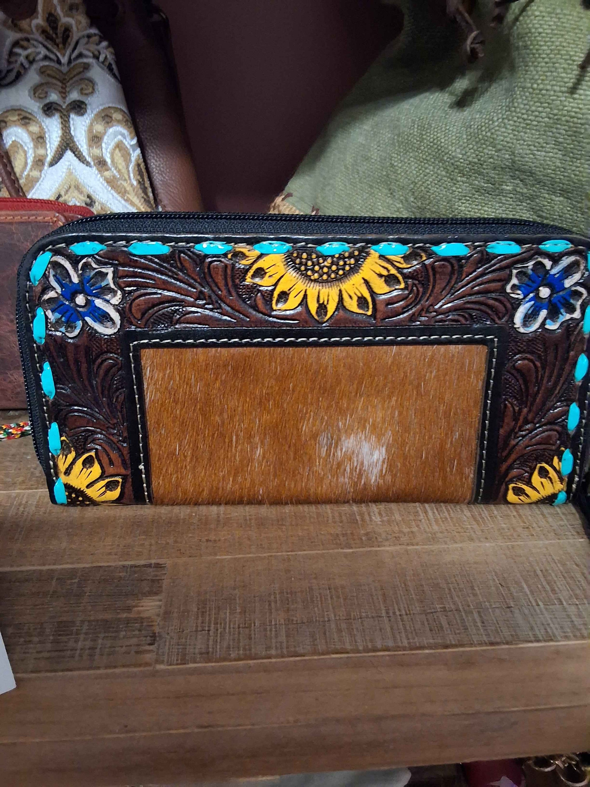 Handtooled Handpainted Wallet (Myra)