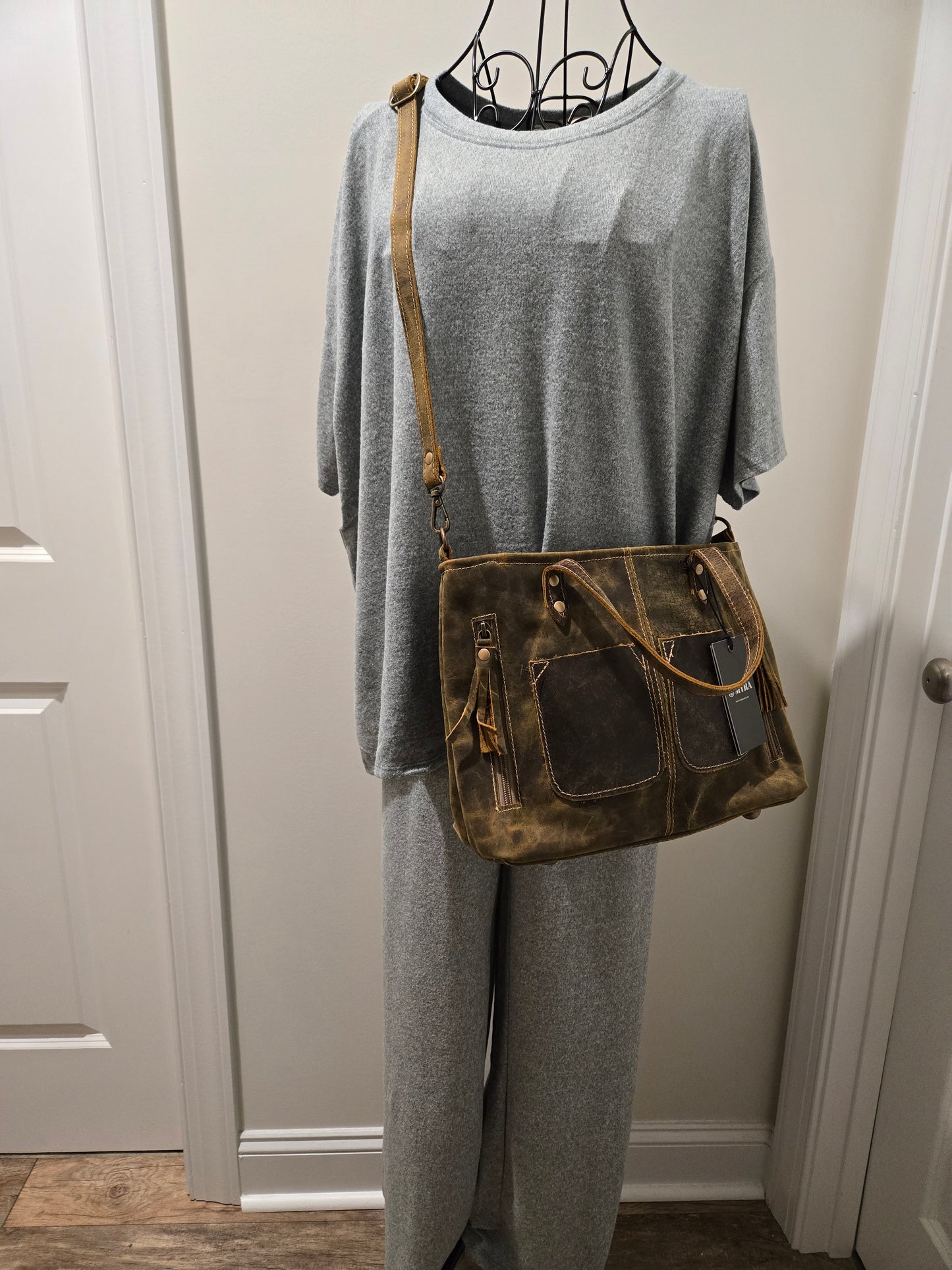 Distressed Leather Crossbody (Myra)