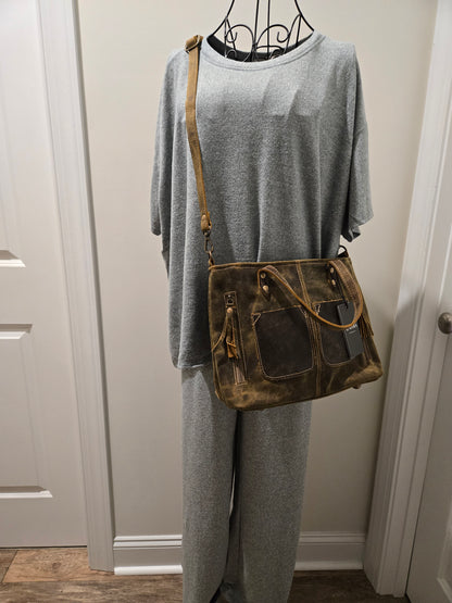 Distressed Leather Crossbody (Myra)